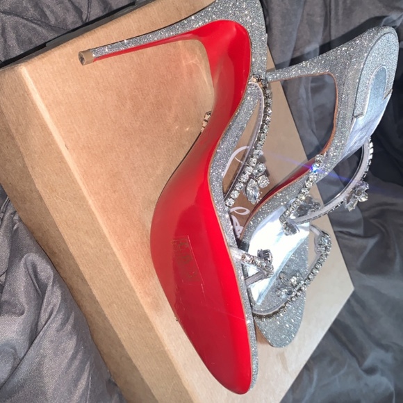 Christian Louboutin Silver Glitter “ Just Queen “ Heels - Picture 2 of 9